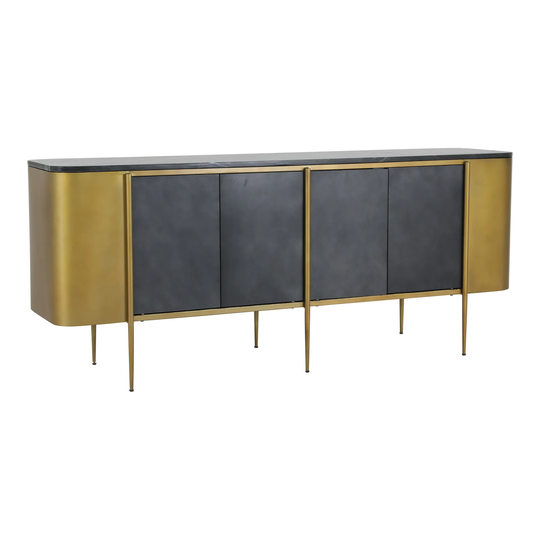 Aurelle Home Mid-Century Modern Brass Marble and Iron Sideboard