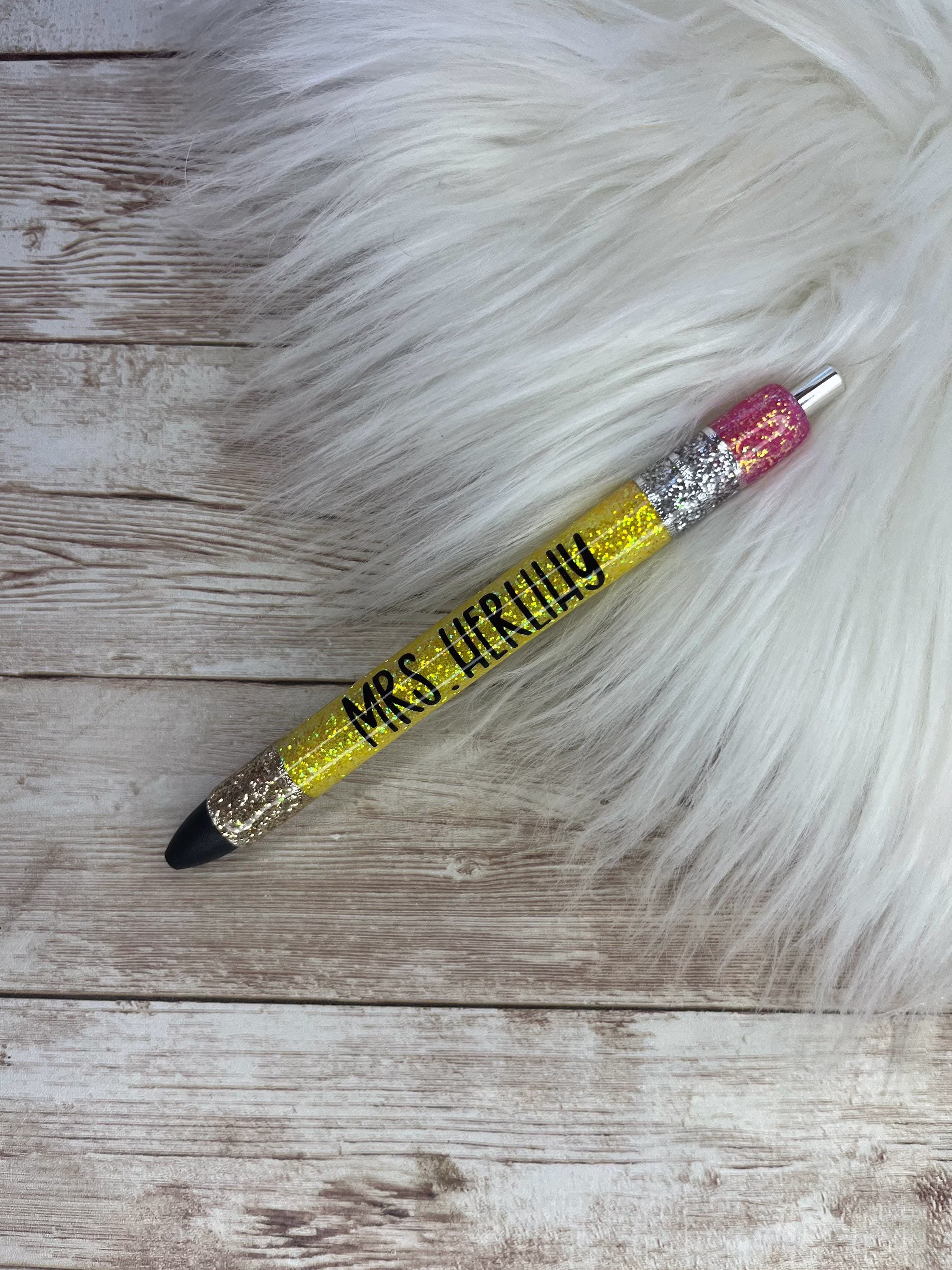 Glitter Pencil Pen, Pen Custom, Epoxy, Inkjoy, Personalized, Custom Gift, Gift For Teacher