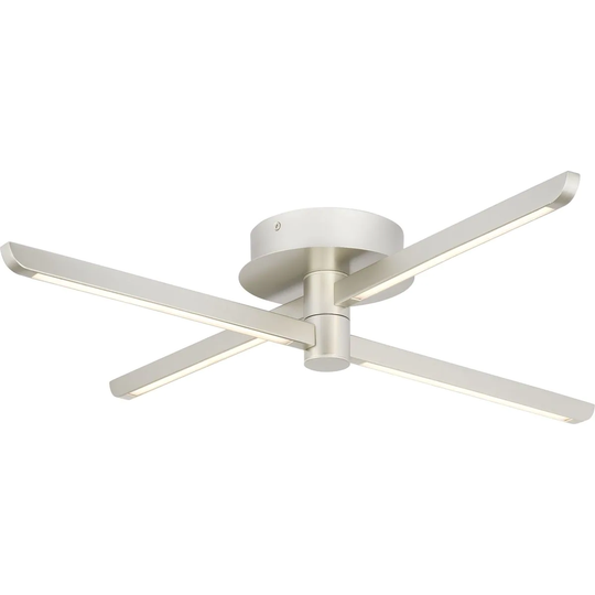 Pivot LED Four-Light Burnished Nickel Modern Semi- Flush or Wall Mount Fixture - 25 in x 25 in x 4.37 in