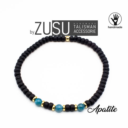 Black Bracelet With Apatite Gemstones, Minimalist Mens Beaded, Gemstone Bracelet, Birthstone Zodiac Sign Gifts For Men