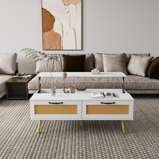 Lift Top Coffee Table, Modern Coffee Table with 2 Storage Drawers,Center Table with Lift Tabletop for Living Room
