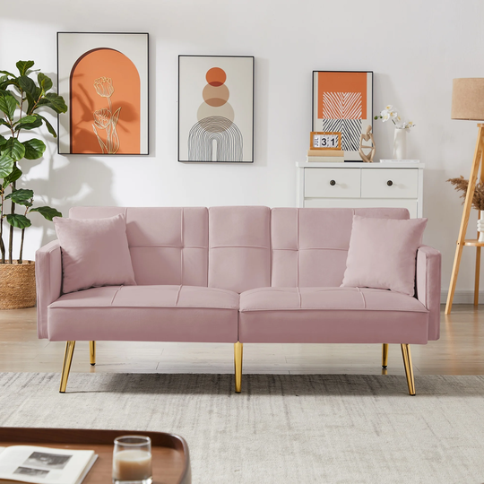 Modern Loveseat Sofa 69.2" Velvet 2 Seat Couch with Adjustable Back for Living Room