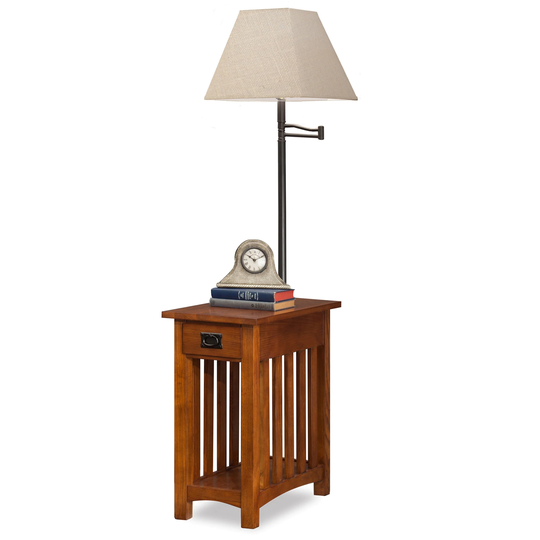 Leick Home 10028 Mission Impeccable One Drawer Lamp Table, Medium Oak