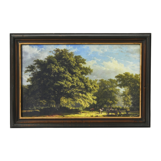 Vintage Reproduction Landscape with Solid Wood Frame - Multi-Color