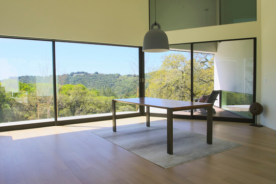 Ash Beveled Profile "Hudson' Dining Table, Steel Frame, Custom | Shipping/Delivery Not Included, Please Inquire For Added Costs