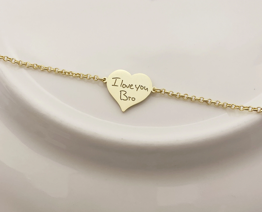 Fingerprint Hand Chains/Heart-Shape Chains/Personalized Chain/Actual Handwriting Chain/Memorial Gift For Her
