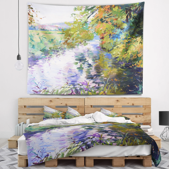 Designart 'Fall in Amazing Colors' Landscape Painting Wall Tapestry