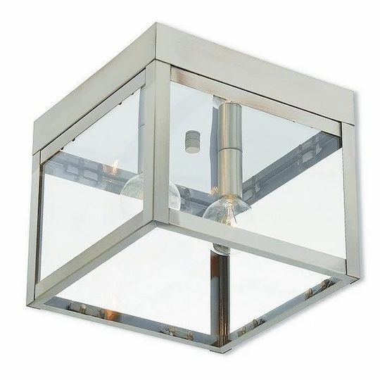 Livex Lighting 20588-91 Nyack 2 light Brushed Nickel Outdoor Ceiling Mount