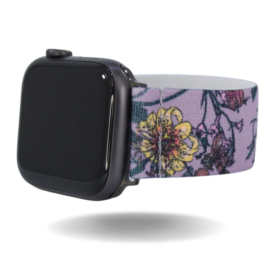 Elastic Watch Band For Apple - All Series | Models 1 8, Se, Ultra Purple Floral Print