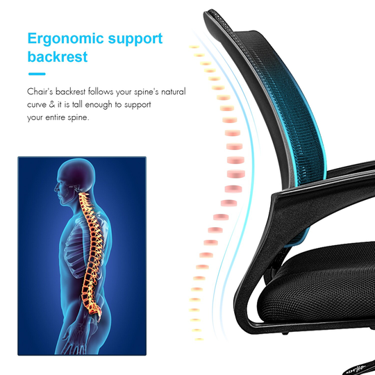 Simple Task Office Chair Ergonomic Mesh Computer Chair with Wheels and Arms and Lumbar Support