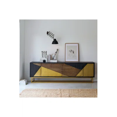 Oscar 94'' Wide Oak Solid Wood Sideboard