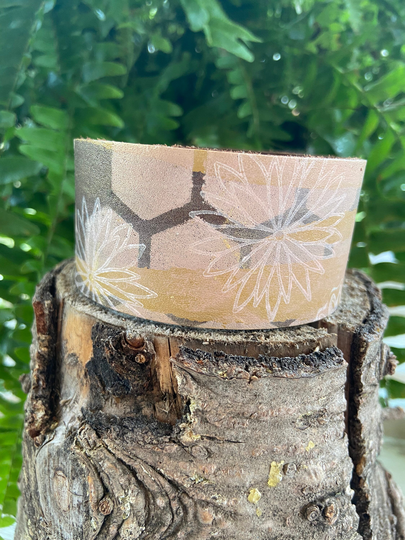 Distressed Leather Cuff-Create Your Own - Leather-Word Cuff-Honeycomb & Flowers