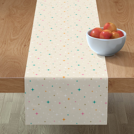 Mid Century Modern Table Runner - Retro Star By Wolflingblue Pastel Inspired Atomic Era Cotton Sateen Spoonflower
