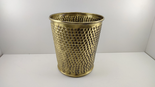 Bronze Bathroom Storage Basket Hammered Waste Paper Trash Can/Toilet Brass Decorative - Bathroom Accessories