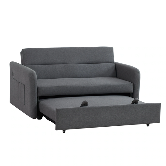Sleeper Sofa Polyester Upholstered Pull out Twins Sofa Bed Living Room Loveseat