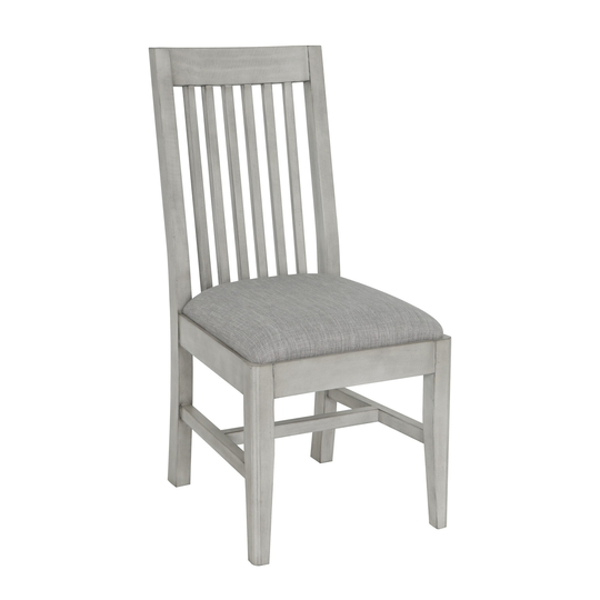 18 Inch Slatted Dining Side Chair with Padded Seat, Set of 2, Gray