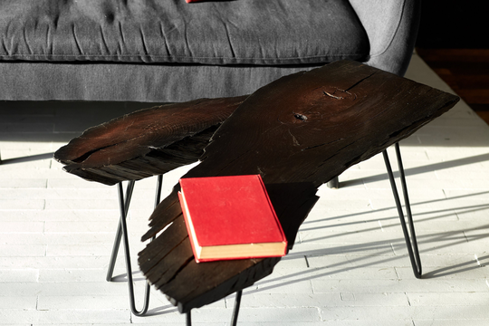 Wood Nesting Tables, Black Unique Coffee Bog Oak Mid Century Modern Table, Side Tables