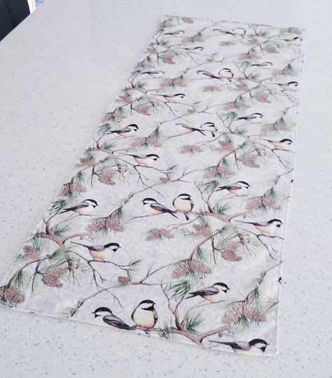 36" Birds & Pine Cones Table Runner, Thanksgiving Farmhouse Fall Decor