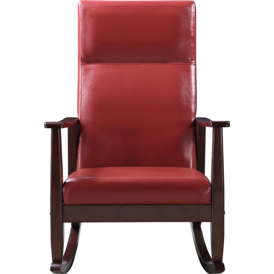 PU Rocking Chair in Red and Espresso Finish