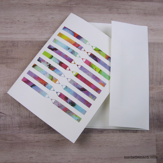 Colorful Pencils Note Card - Small | A2 Size Single Or Box Set Of 5