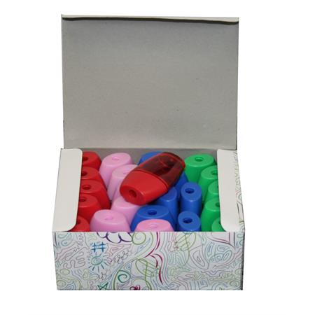 BULK Carton 1 HOLE PENCIL SHARPENERS IN 4 ASSORTED COLORS- Minimum Order 1 Case