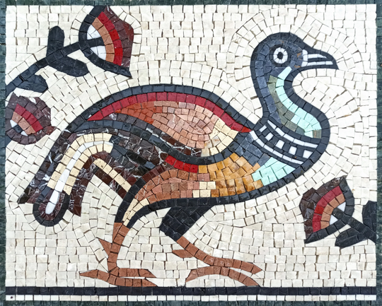 Colorful Bird Art - Colorful Bird Marble Mosaic Wall Art Tile Mural Décor Handcraft Hanging Living Room