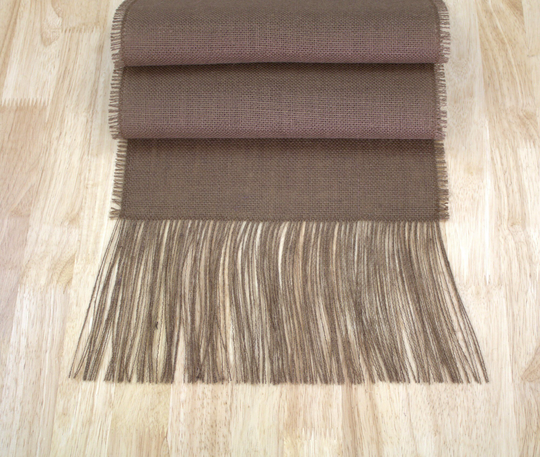 Brown Burlap Table Runner With 6" Fringe