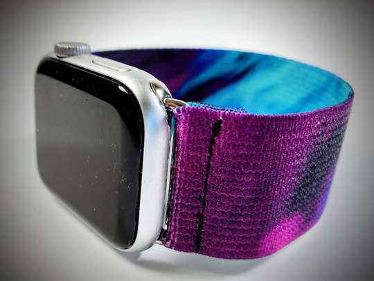 Purple Blue Tie Dye Swirl Elastic Watch Band For Apple - 38mm 40mm 41mm 42mm 44mm 45mm -All Series | Models 1 8 & Se