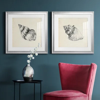 Seashell Pencil Sketch III Seashell Pencil Sketch III - 2 Piece Picture Frame Print Set