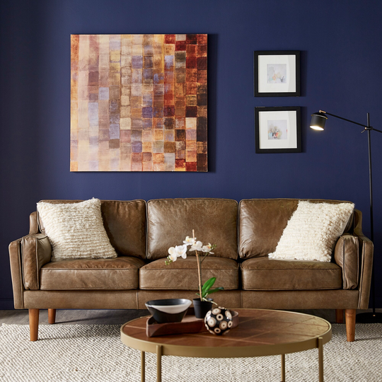 Strick & Bolton Beatnik Oxford Leather Tan Sofa