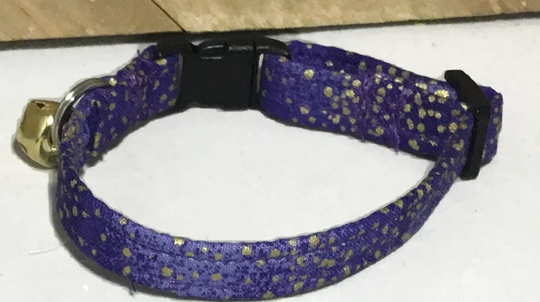 Purple & Gold Breakaway Cat Collar With Bell