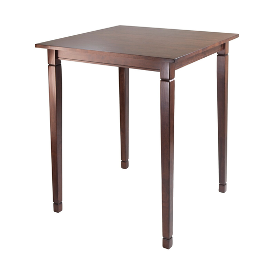 38.75" Antique Walnut Elegant Kingsgate High Square Top Table with Tapered Legs