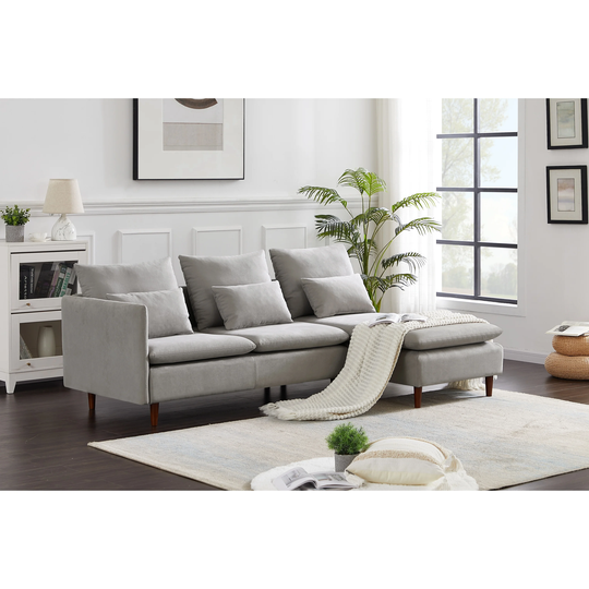 Gray Corner Sofa Chaise Longue Thickened Version of Water Ripple Suede
