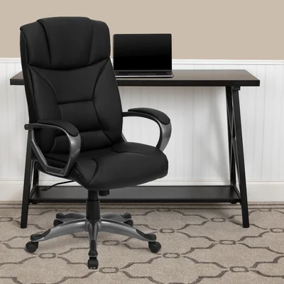 Winsor High Back LeatherSoft Executive Swivel Office Chair w/Lip Edge Base & Arms