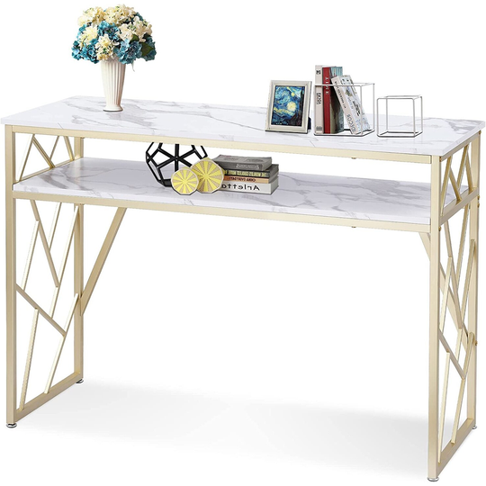 ivinta Modern Narrow Console Table with Storage, White Entryway Table