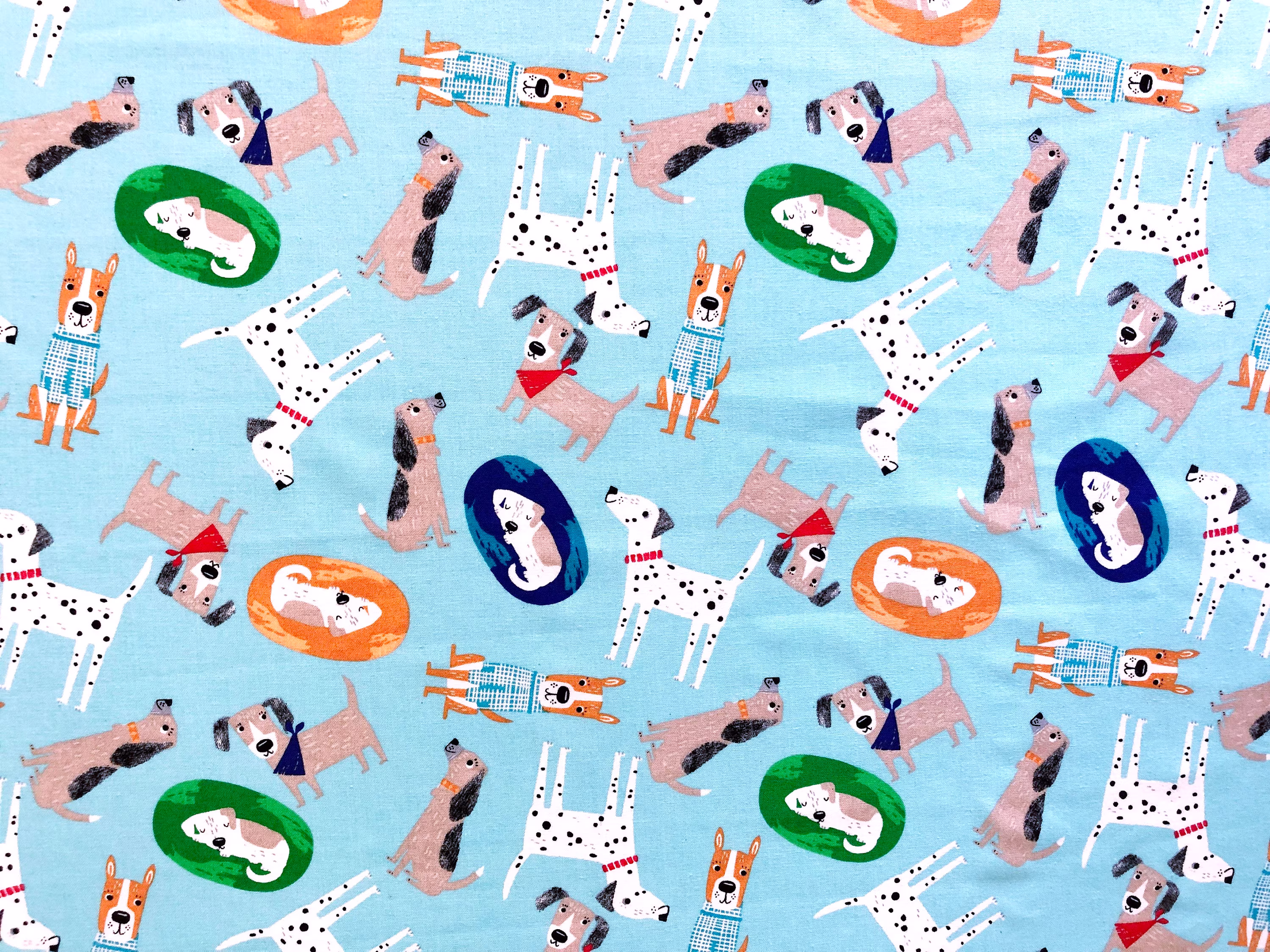 Small Cute Puppies Blue Quilting Cotton Fabric By 1/4 Or 1/2 Yard, Fat Quarter Fabric, Puppy Lover Friend