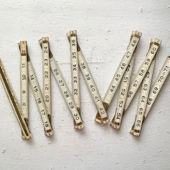 Vintage White Wood Folding Ruler, 72 Inches, 6 Feet, Durall Extension Rule, Antique Construction, Metal Hinges, Made in Usa