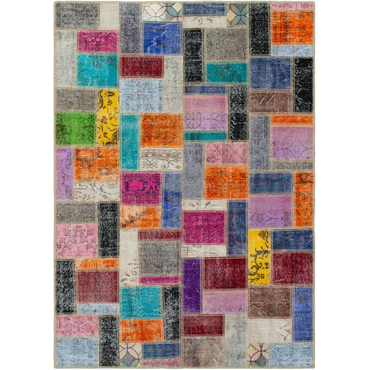 ECARPETGALLERY Hand-knotted Color Transition Patchwork Multi Wool Rug - 5'7 x 8'8