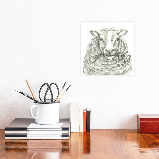 iCanvas "Watercolor Pencil Farm IX-Sheep" by Kelsey Wilson Canvas Print