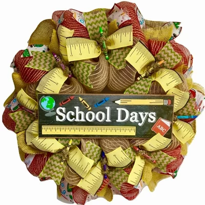School Days Door 24" Deco Mesh Wreath
