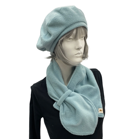 Beret For Women, With Matching Neck Warmer, Duck Egg Fleece, Or Choose Your Color, Handmade Best Friend Birthday Gifts