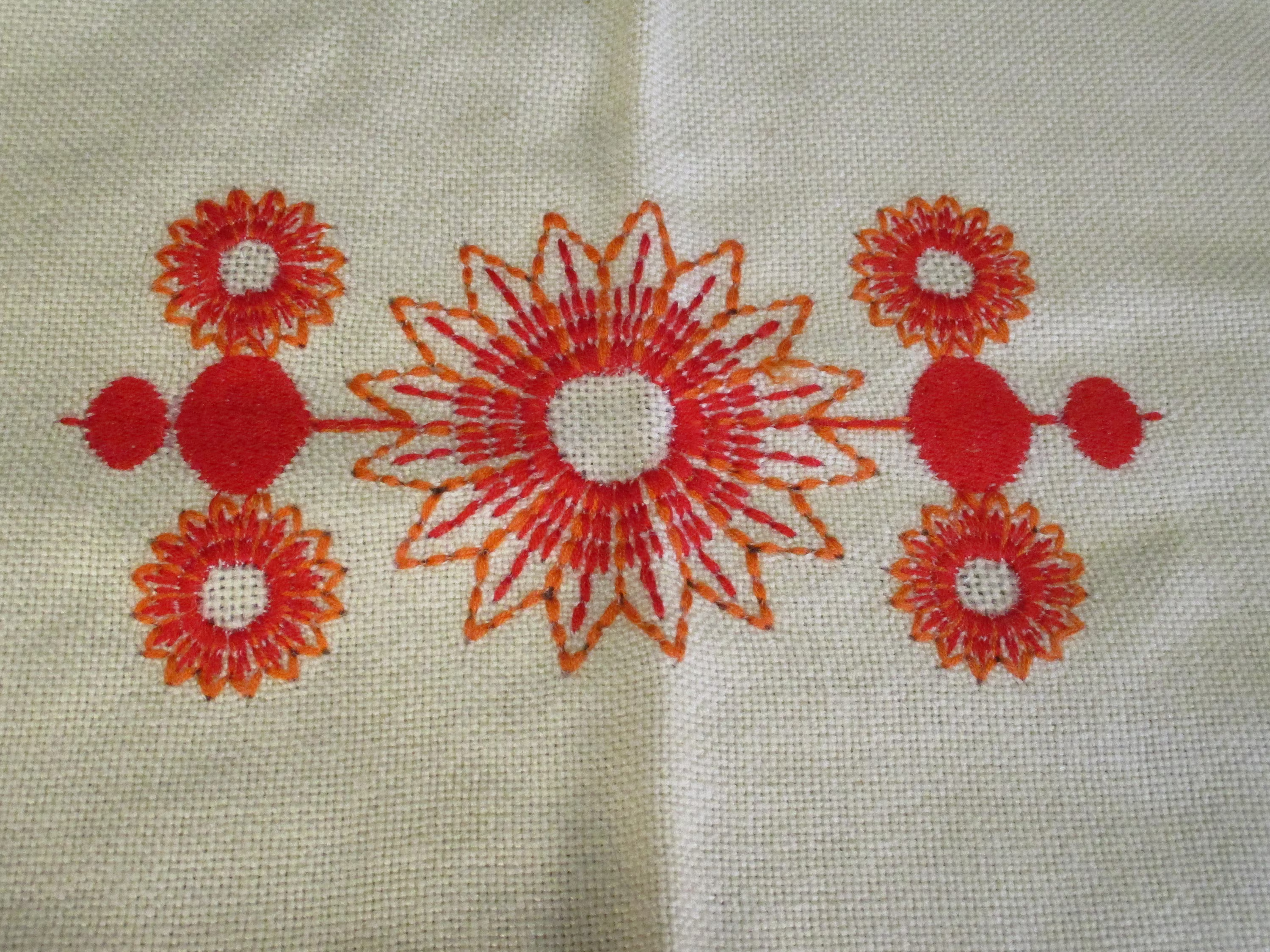 Vintage Embroidered Table Runner-Floral