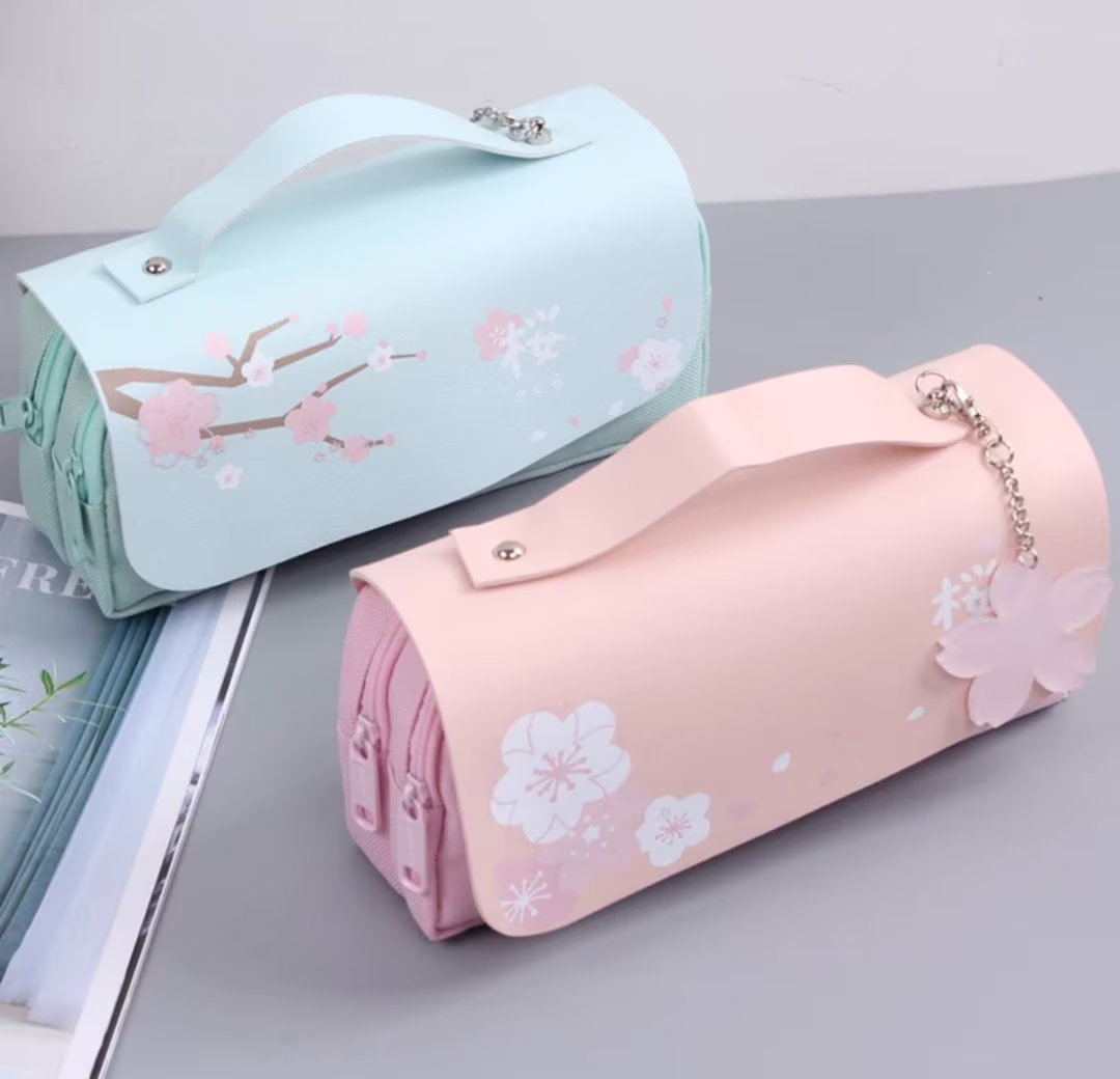 Sakura Flower Storage Case, Pen, Pencil Pu Leather, Fabric Bag, School, Office Pen Student Gift, Cosmetic Bag, Party Favor