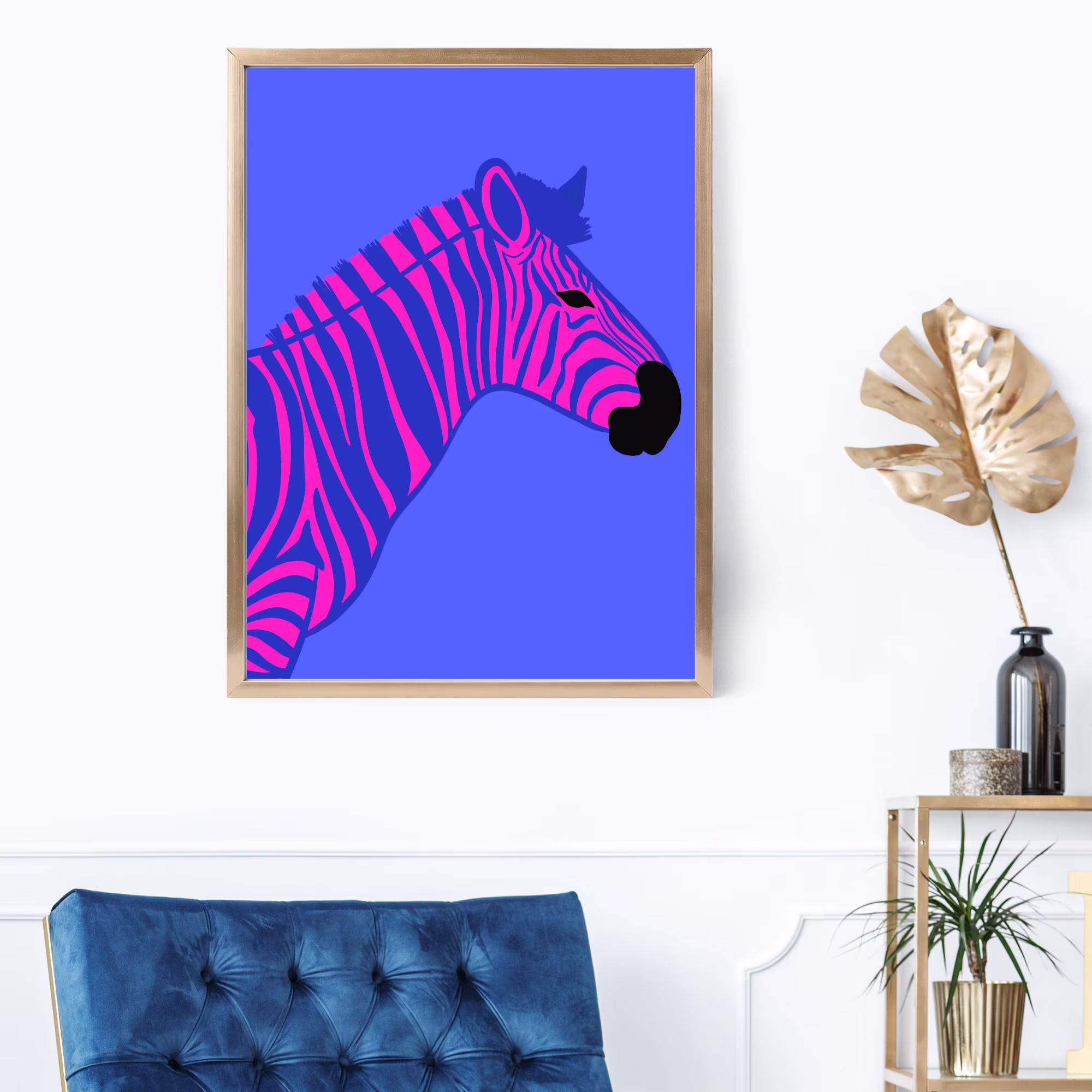 Pink Zebra Poster | Colorful, Maximalist, Eclectic Poster, Neon Quirky Colorful Home Decor, Coulourful, Maximalist Art, Fun