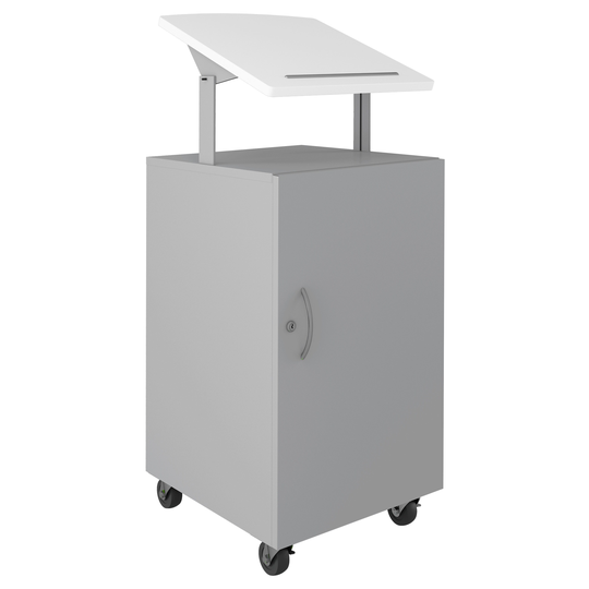 Hirsh Mobile Locking Podium for Classroom or Office, Arctic Silver - 20.900 X 20.900 X 34.700