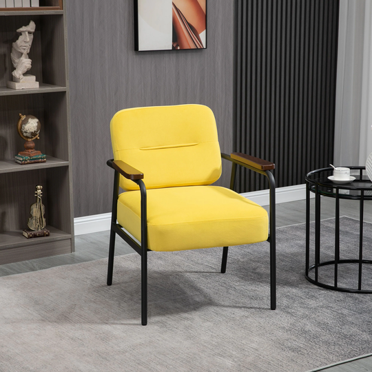 HOMCOM Modern Accent Chairs with Cushioned Seat and Back, Upholstered Velvet Armchair for Bedroom