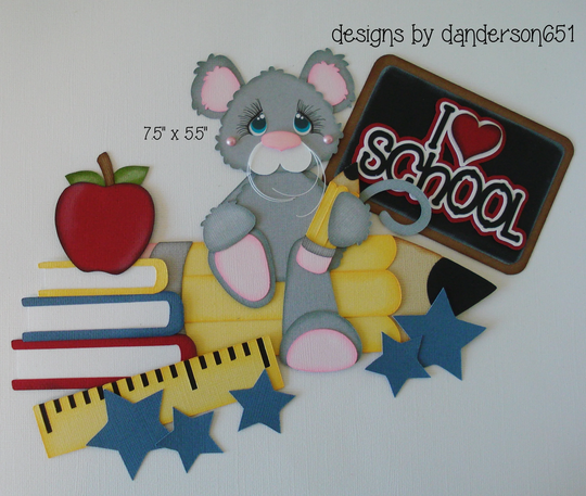 Scrapbook School Days Mouse Pencil Apple Fall Title Die Cut A Premade Paper Piecing For Layouts & Or Cards By Debanderson651