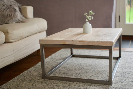 Coffee Table Custom Reclaimed Box Steel Legs Industrial Rustic Modern Furniture Bespoke Hand Made in Uk