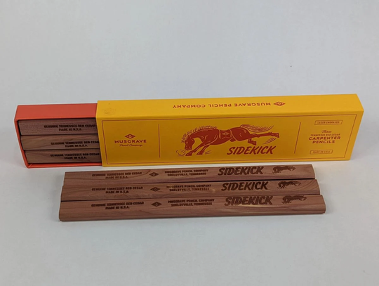 Sidekick Cedar Carpenters Pencil, 3 Pack, By Musgrave Pencils, Made in The Usa