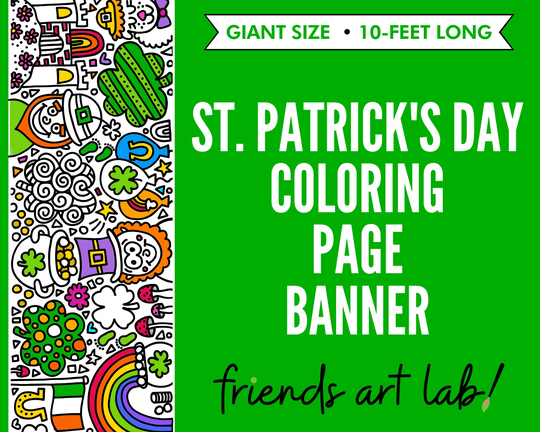Giant 10-Foot St. Patrick's Day Coloring Page Banner | Poster Kids Activity Party Decor Tablecloth|30"x120"